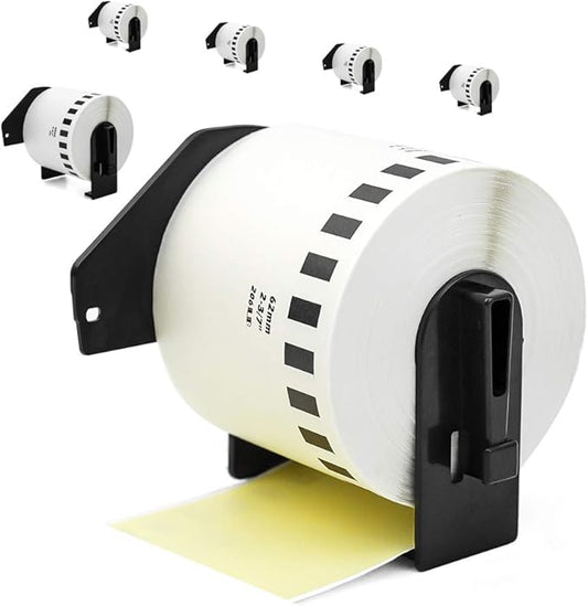 Label Orison Compatible DK-2205 Yellow Continuous Paper Tape Labels DK22205 62mm x 30.48m(2-4/9"x100') for QL-820NWB QL-710W,6Roll Non-Detachable Cartridge