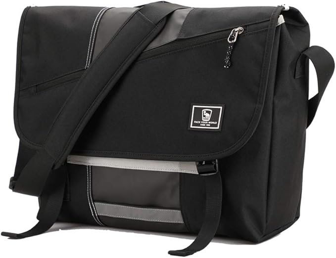 OIWAS Small Messenger Bag for Men/Women Crossbody Travel Briefcase Bags Shoulder Bag Canvas 14 Inch Laptop Computer Satchel Bag Work Black