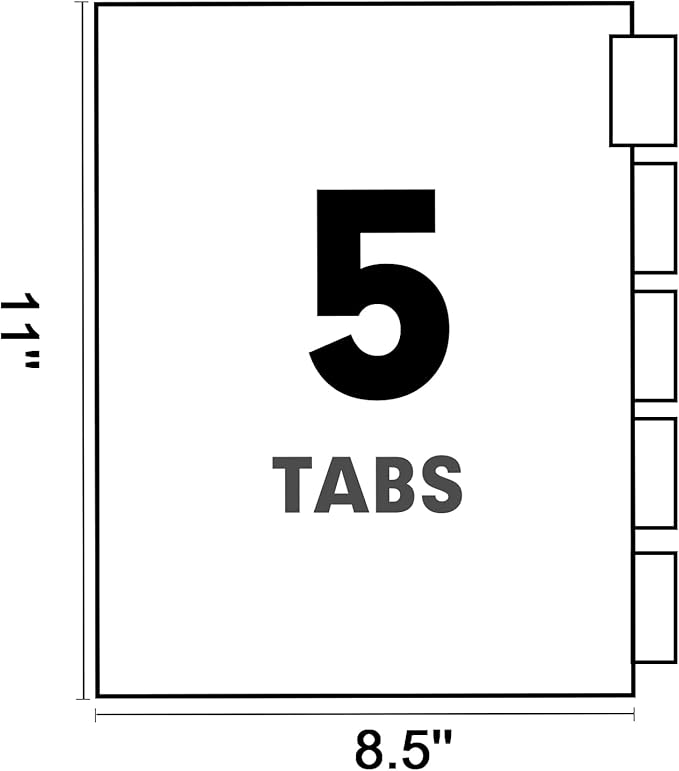 Binder Divider, PANDRI 120 Pack Binder Index Insertable Dividers with 5 Big Tabs, Letter Size Paper Binder Divider for School Office Home Business