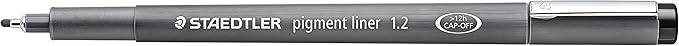 STAEDTLER Pigment Liner, Fineliner Pen for Drawing, Drafting, Journaling, 1.2mm, Black, Box of 5 Pens, 308 12-9M