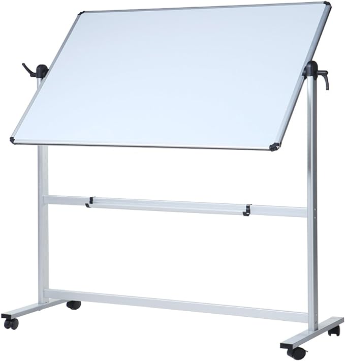 VIZ-PRO Double-Sided Magnetic Mobile Whiteboard,60 x 48 Inches Aluminum Frame & Stand