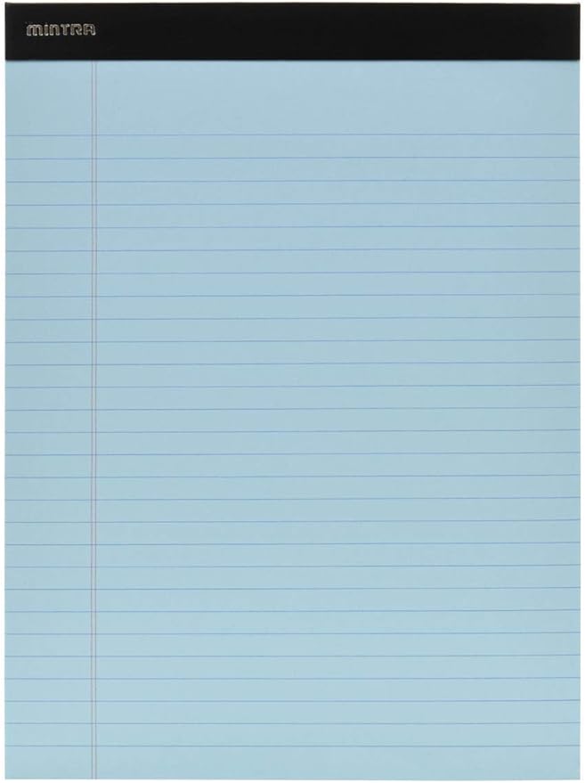 Mintra Office Legal Pads, ((Basic 6pk - (Pastel Version #2), 8.5in x 11in, Wide Ruled)), 50 Sheets per Notepad, Micro perforated Writing Pad, Notebook Paper for School, College, Office, Work