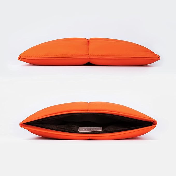 Comfyable Puffy Laptop Sleeve 13 Inch 14 Inch, Quilted Puffer Laptop Carrying Case for Women, Pillow Case Compatible for MacBook Air M3 2024 M2 M1, MacBook Pro M4 Pro/Max, 13 in 14 in Cover, Orange
