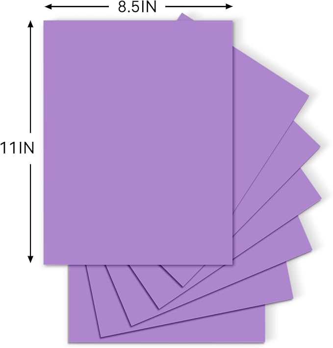 25Sheets Purple Cardstock Paper, 8.5 x 11 Card stock for Cricut, Thick Construction Paper for Card Making, Scrapbooking, Craft 90 lb / 250 gsm