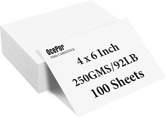 100 Sheets Cardstock 4”x 6”,Blank Card Stock 92lb/250gsm, Thick Heavy CardStock Printer Paper for Wedding Invitation, Greeting Cards Making, Postcards, Photos