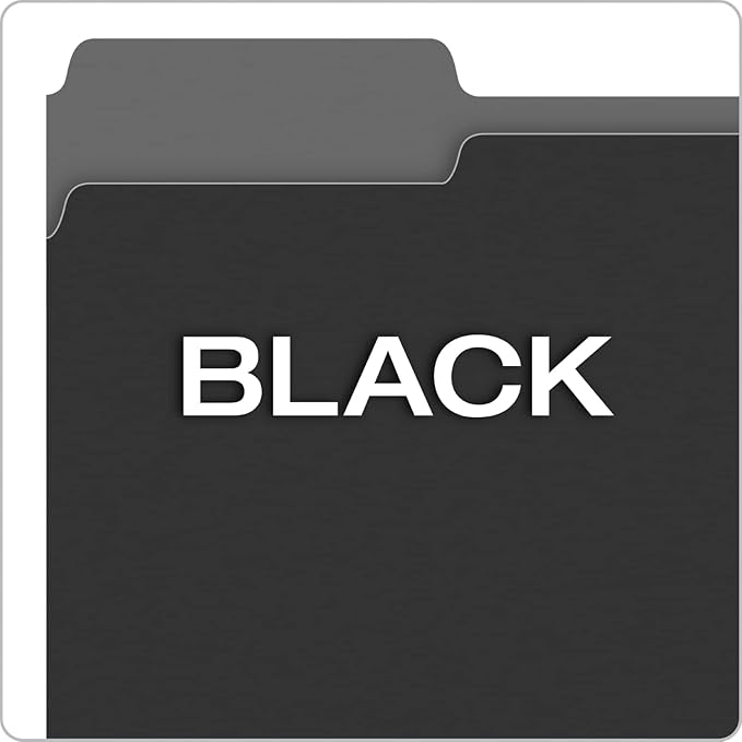 Pendaflex File Folders Letter Size - 1/3-Cut Tab -Interior Folders for Documents - Black - 100 Per Box