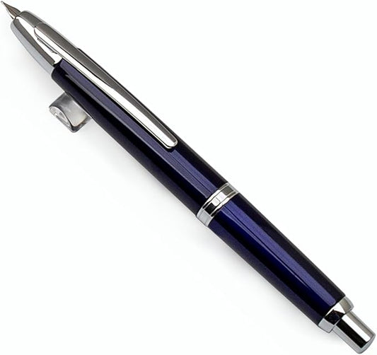 JINHAO 10 Press Fountain Pen, Retractable Metal Pen with Ink Converter (F Nib 0.5mm, Dark Blue)