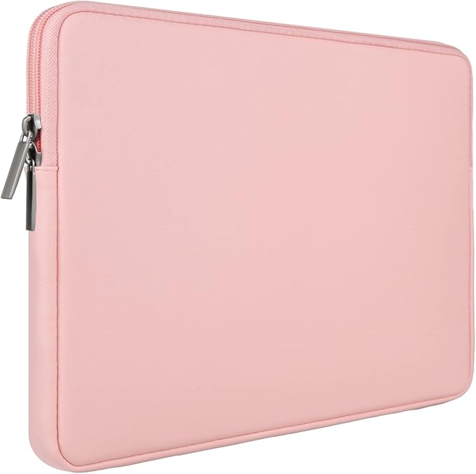 RAINYEAR 11 Inch Laptop Sleeve Soft PU Leather Case Protective Water Resistant Zipper Cover Padded Carrying Bag Compatible with 11.6'' MacBook Air Surface for 11" Chromebook Notebook Computer (Pink)