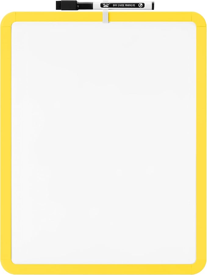 Mr. Pen Mini Dry Erase Board - Small Whiteboard for Kids & Students - 14' x 11' Black Dry Erase Marker Included - Yellow Frame