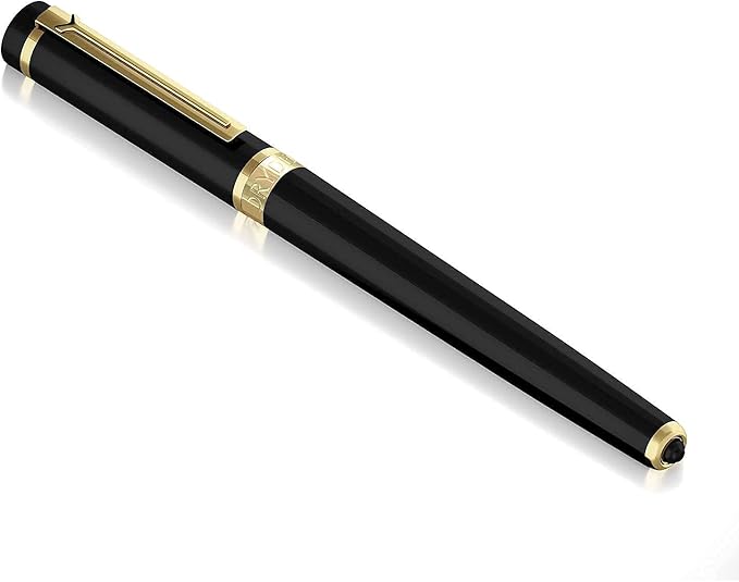Dryden Designs Fountain Pen Medium Nib Gift Pouch - with 24 Ink Cartridges - MCM (Intense Black)