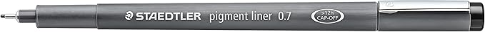 STAEDTLER Pigment Liner, Fineliner Pen for Drawing, Drafting, Journaling, 0.7mm, Black, Box of 5 Pens, 308 07-9 04