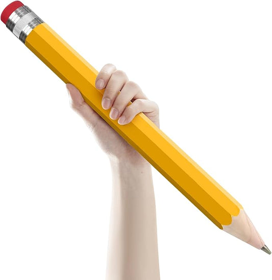 Wooden Jumbo Pencil for Prop Gifts Decor 14 Inch Funny Big Novelty Pencil with Cap Yellow