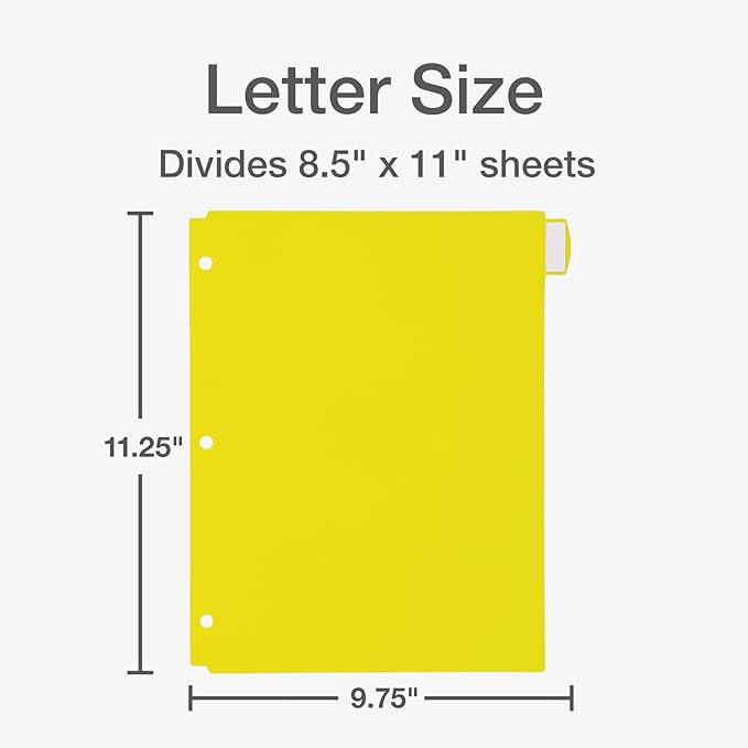 Oxford Plastic Binder Dividers for 3 Ring Binder, Durable Plastic Binder Divider, 8 Tab, Multicolor Tabs, 3 Hole Punched, Letter Size, 6 Sets (89601)