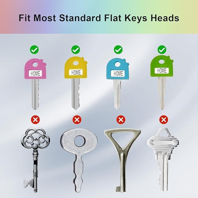 Key Labels - Stretchy All-Key Covers caps, Key Caps Tags, ONE Size FITS Most Keys.Includes Blank Labels and Printed Labels.Cute Key Accessories, 15pack