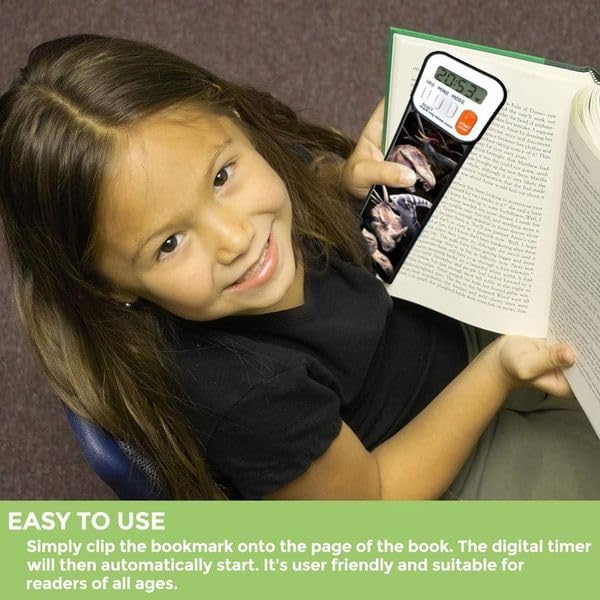 Mark-My-Time - Digital Bookmark - Mark My Time Reading Timer and Bookmark for Kids, Cool Bookmarks and Reading Incentives, Christmas Gift & Stocking Stuffer for Book Lovers - 3D Dinosaur