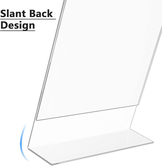 MaxGear Acrylic Sign Holder 8.5 X 11 inches Slant Back Sign Holder Clear Sign Display Holder Plastic Display Stands Table Sign Display Holder for Office, Home, Store, Restaurant - Vertical, 18 Pack