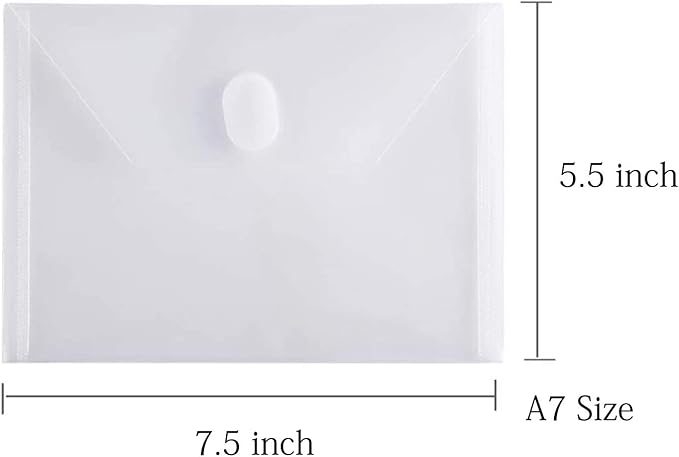 5x7 Small Plastic Envelopes Receipt Check Storage File Holder Case 10 Pack Hook & Loop Closure (clear-10 Pack)