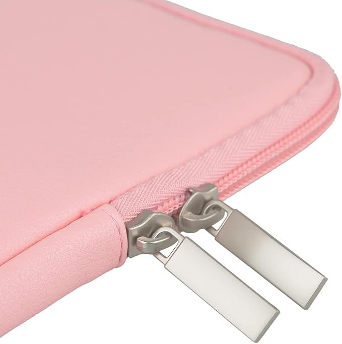 RAINYEAR 11 Inch Laptop Sleeve Soft PU Leather Case Protective Water Resistant Zipper Cover Padded Carrying Bag Compatible with 11.6'' MacBook Air Surface for 11" Chromebook Notebook Computer (Pink)