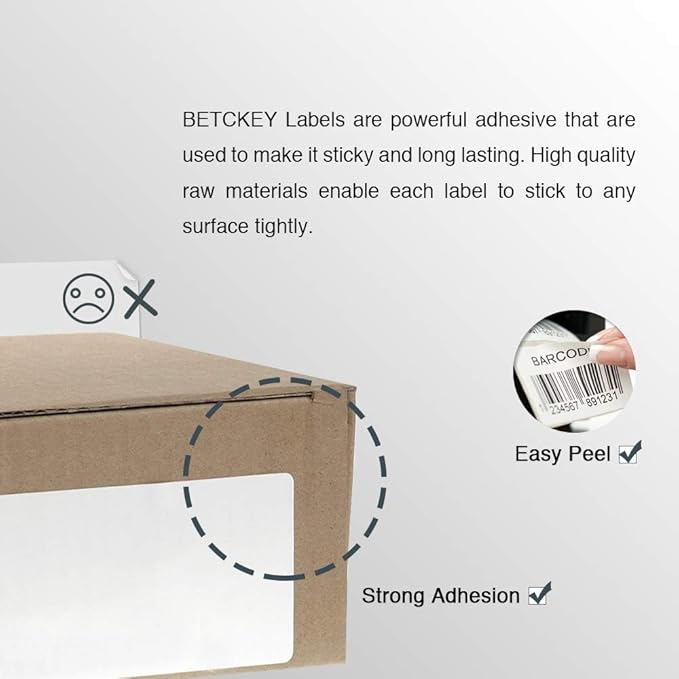 BETCKEY - Compatible DYMO 30252 (1-1/8" x 3-1/2") Address & Barcode Labels - Compatible with DYMO Labelwriter 450, 4XL, NOT Fit 550 & 5XL [28 Rolls/9800 Labels]