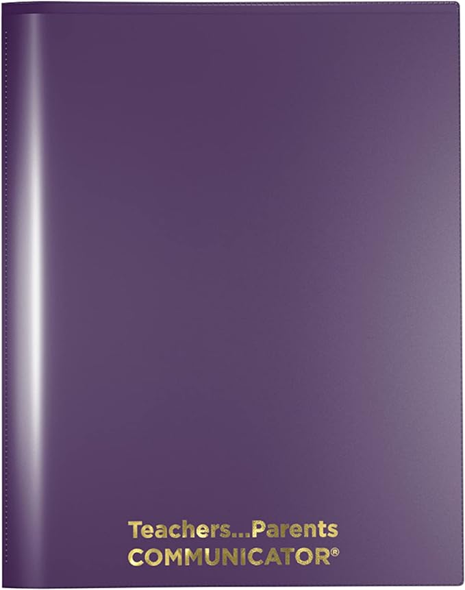 Nicky's Folder® English Communicator, Parent-Teacher Folder, Patented Tear-Resistant, Flexible Plastic, 2 Inside Pockets, 2 Exterior Sleeves, Letter Size Paper, Single Color (24 Pack)(Metallic Violet)