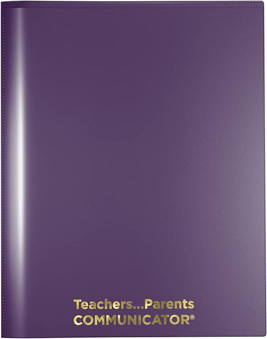 Nicky's Folder® English Communicator, Parent-Teacher Folder, Patented Tear-Resistant, Flexible Plastic, 2 Inside Pockets, 2 Exterior Sleeves, Letter Size Paper, Single Color (24 Pack)(Metallic Violet)