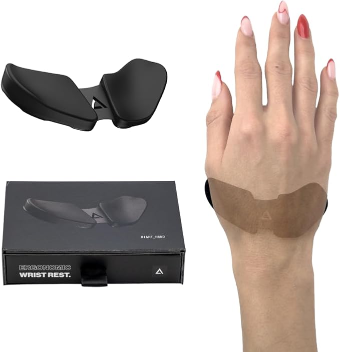 DELTAHUB Carpio 2.0 - Right-Handed Truly Ergonomic Wrist Rest for Mouse, Carpal Tunnel Support, Pain Relief, Anti-Fatigue, Easy Glide, Sleek, Office Computer, Laptop, Gaming - Small, Black