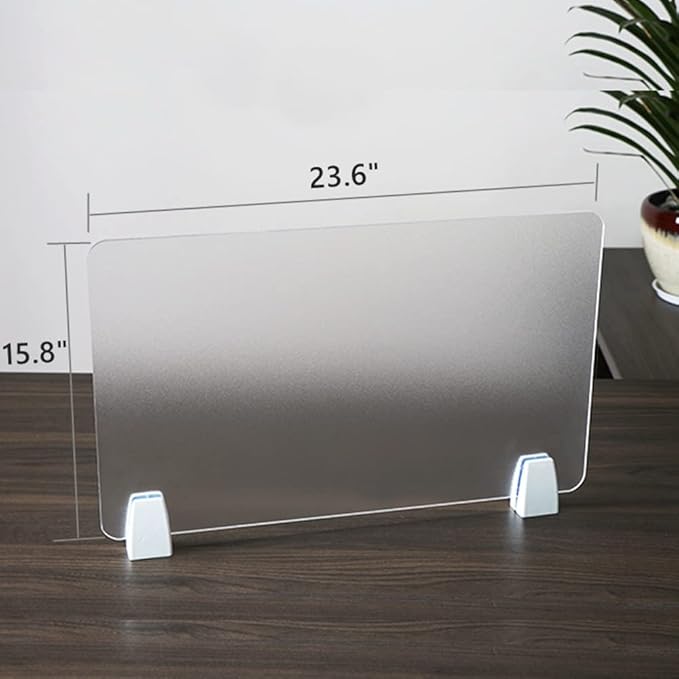 4PCS Desk Dividers Office Partitions, Privacy Desk Panel Protective, Frosted Acrylic Plexiglass Shield with Clamps for Offices Schools Call Centers - 23.6”L X15.8”W