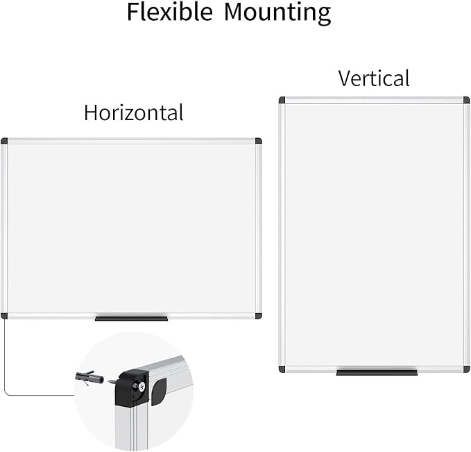 VIZ-PRO Dry Erase Board/Whiteboard, Non-Magnetic, Pack of 3, 24 X 18 Inches, Wall Mounted Board for School Office and Home