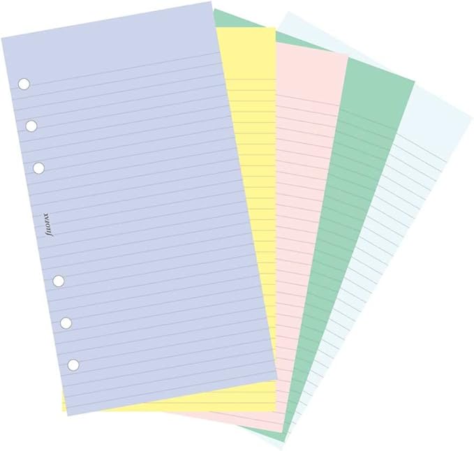 FILOFAX Ruled and Plain Refill, Assorted Colors for Personal & Personal Compact Organizers, 100 Sheets (B130502)