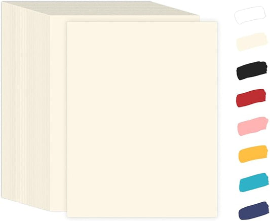 100 Sheets Cream Cardstock 8.5 x 11 Off White Card Stock,Goefun 65lb Ivory Paper Printer Paper for Cards Making, Office Printing, Wedding