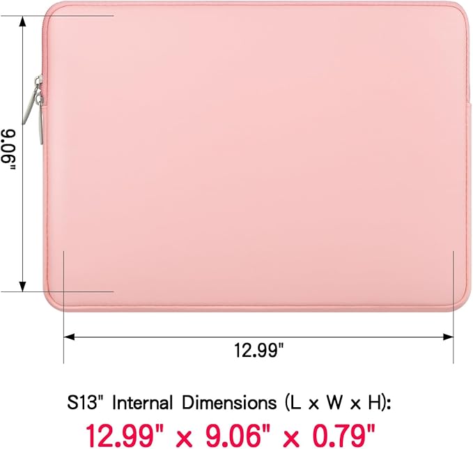 RAINYEAR 13 Inch Laptop Sleeve Soft PU Leather Case Water Resistant Padded Cover Bag Compatible with 2021 2022 MacBook 13.6" M2 A2681 13.3" A2338 Air Pro M1 A2337 A2159 A2179 A2251 A2289(Pink)