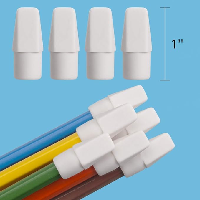 Sooez 120 Pack White Pencil Erasers, Pencil Top Erasers, Cap Erasers, Eraser Tops, Pencil Eraser Toppers, Studying Supplies for Teachers