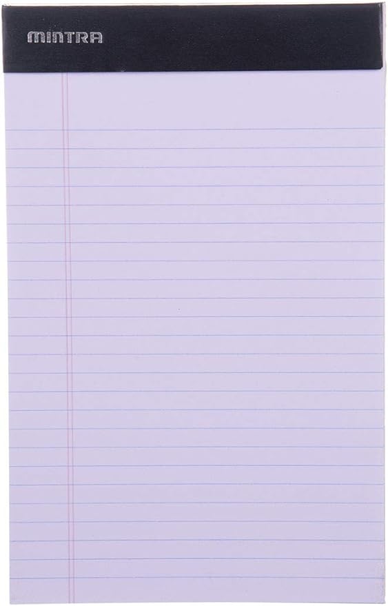 Mintra Office Legal Pads, ((xBasic, 5in x 8in, (Pastel), 36pk (6-6pks)), Narrow Ruled, 50 Sheets per Notepad, Micro perforated Writing Pad, Notebook Paper for School, College, Office, Work
