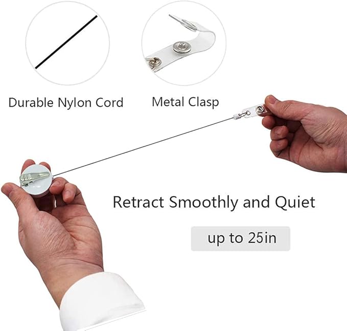 Retractable Badge Reel, Badge Holder with Alligator Clip, Cute Badge Clip on ID Name Card Holders for Nurse Doctor and Office (3Pack Mixed Color Marble)