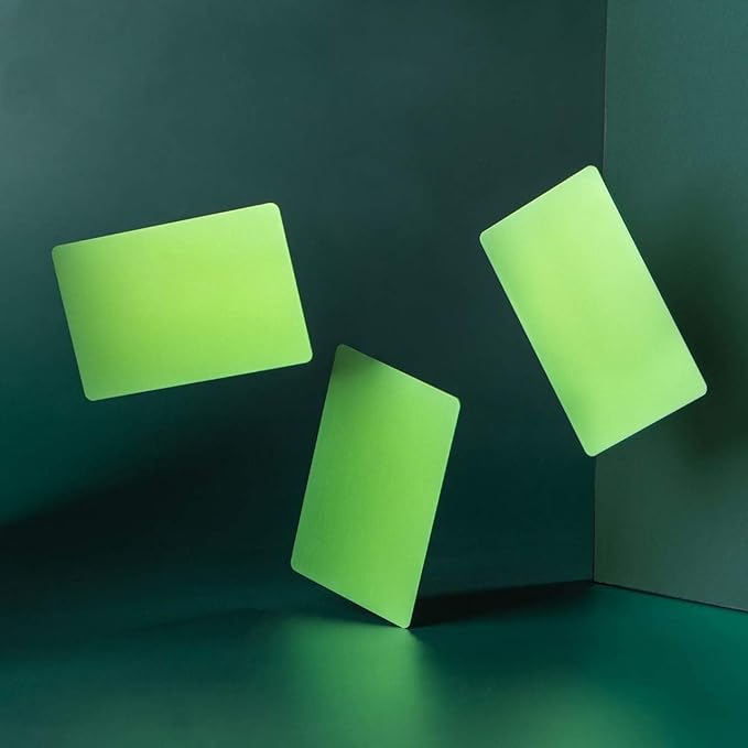 Thick Green Aluminum Metal Business Cards Anodized Aluminum 86 X 54 X 0.8mm 15 pcs Include Protector Sleeves(Frosted)