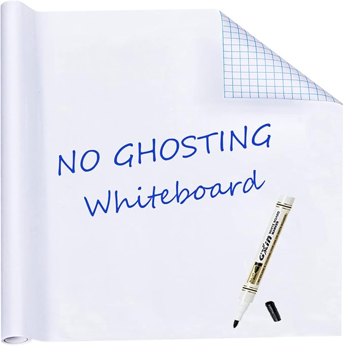 HAMIGAR White Board Dry Erase, White Board Stick on Wall, Dry Erase Board Sticker for Wall, White Board Paper, Sticky White Board for Wall, Peel and Stick Wallpaper Homeworking Office 17.5x196.9 Inch