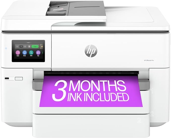 HP OfficeJet Pro 9730e Wide Format Wireless All-in-One Color Inkjet Printer, Print, scan, Copy up to 11x17', ADF, Duplex Printing Best for Office, 3 Months of Instant Ink Included (537P6A)