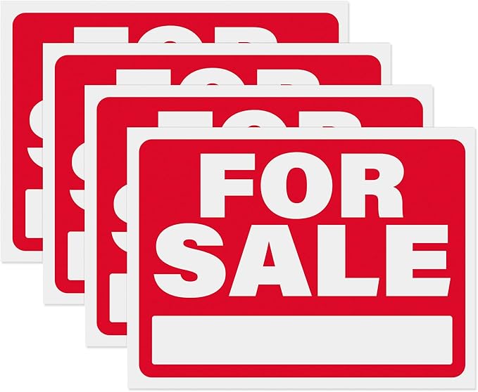 For Sale Signs 12x9, Plastic Signs for Used Car, Trailer, Vehicle for Sale, Waterproof Plastic (Pack of 4)