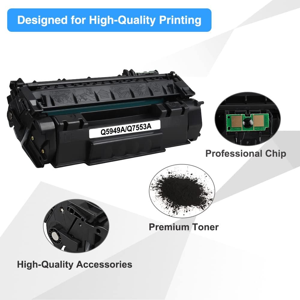 49A 1320 Toner Cartridge Black 1-Pack Compatible Replacement for HP 49A Q5949A 53A Q7553A 49X Q5949X for HP Laserjet 1320 Toner Cartridge 1320n 3390 1160 1320tn 1320nw 3392 P2015 P2015dn Printer Ink