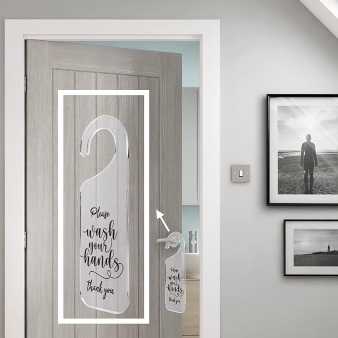 Do Not Disturb Door Sign Engraved Acrylic Hanger Handle Home Decor Acrylic Banner Acrylic Hanging Sign Door Plaque Handmade Office Hanging Sign Please Wash Your Hands