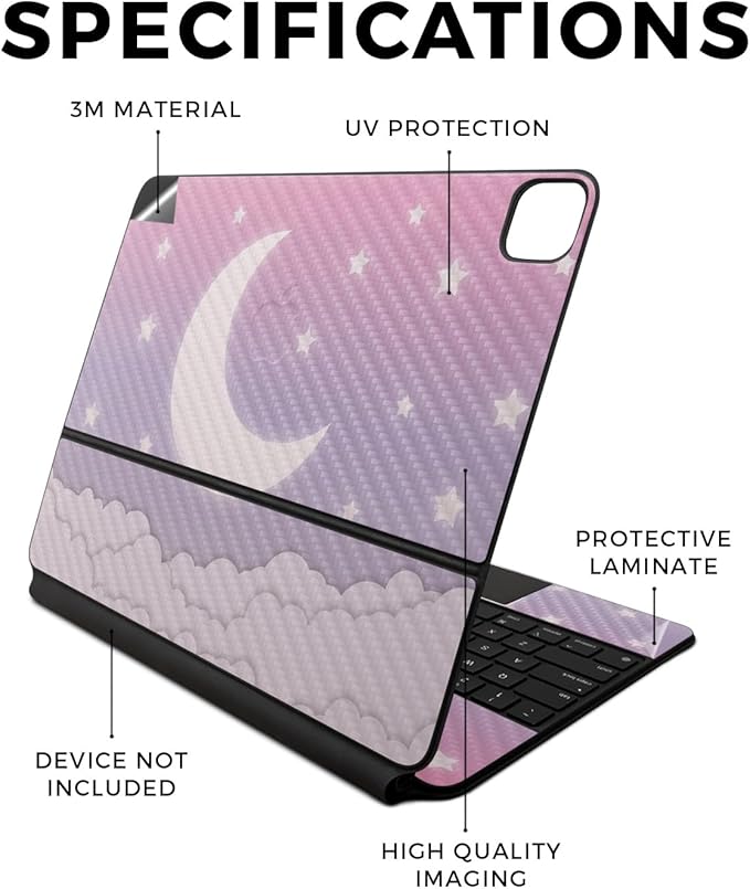 Carbon Fiber Skin Compatible with Apple Magic Keyboard for iPad Air 13-inch (M2) 2024 - Baby Moon - Premium 3M Vinyl Protective Wrap Decal Cover - Easy to Apply | Crafted in The USA by MightySkins
