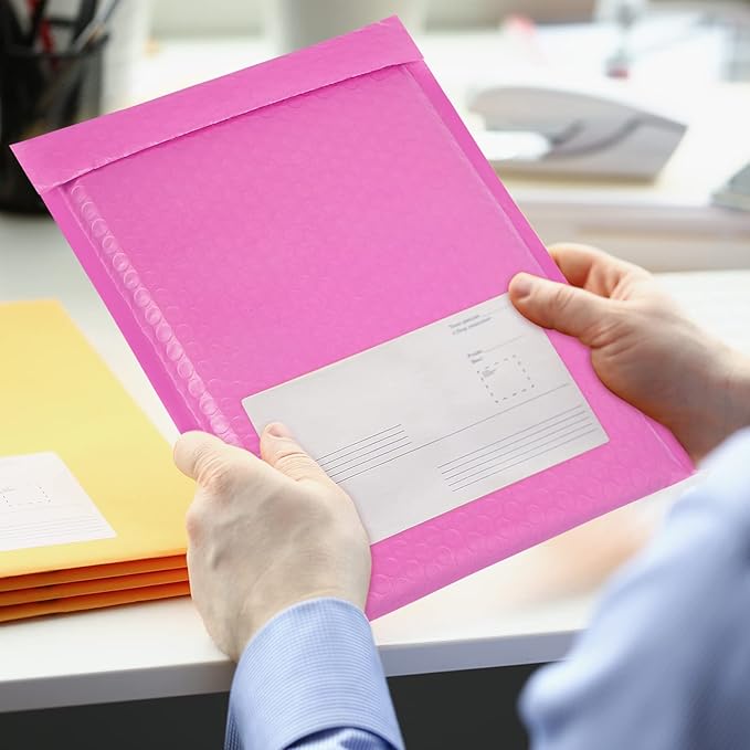 8.5 x 12 Inch Bubble Mailers, 30 Pack Self-Seal Poly Padded Envelope, Waterproof Shipping Bags for Small Business, Hot Pink