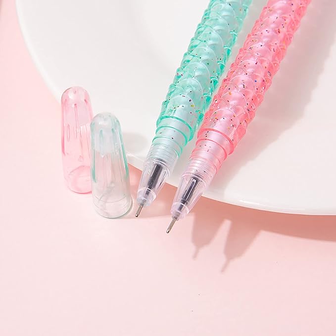 YYaaloa 12pcs Cute Mermaid Novelty Gel Ink Writing Pens 0.5 mm Black Ink Fun Kawaii Pens Bulk for Kids Office School Supplies Birthday Baby Shower Christmas Gift