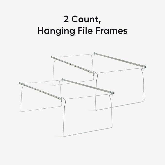 Smead Steel Hanging File Folder Frames, 2 Count, Gray, Adjustable Depth 23" to 27", Legal Size (64873)