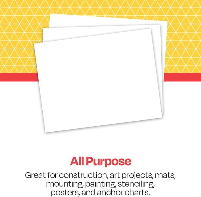 School Smart Railroad Board, 22 x 28 Inches, 4-Ply, White, Pack of 25