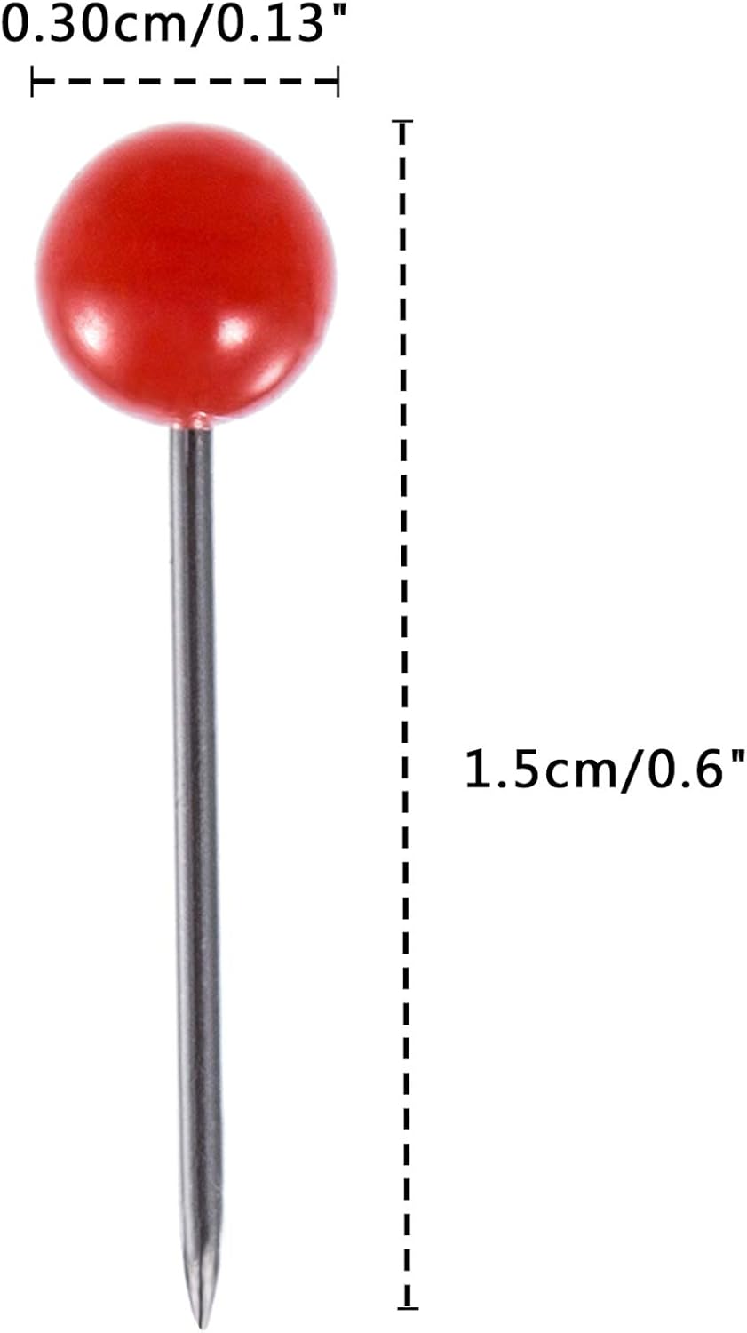 Outus 500 Pieces Map Push Pins Map Tacks Plastic Round Head Tacks with Steel Points (10 Colors, 1/5 Inch)