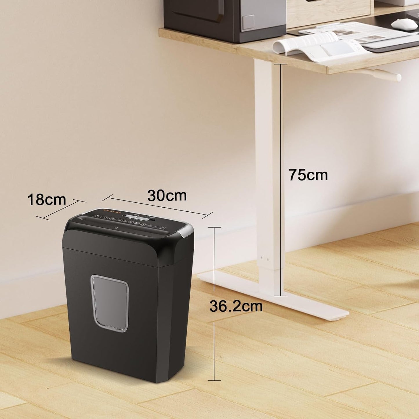 Bonsaii Paper Shredder for Home Use, 3.4 Gal Wastebasket, 6 Sheet Crosscut Paper Credit Cards, Staples, and Clips Shredder for Home Office Use, Portable Handle Design (C237-B New Version)