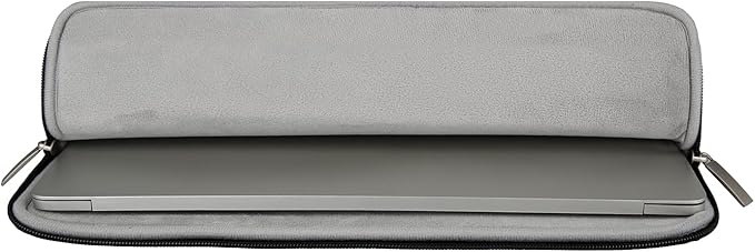 RAINYEAR 14 Inch Laptop Sleeve Soft PU Leather Case Protective Water Resistant Zipper Cover Carrying Bag Compatible with 14" Notebook Computer Chromebook, 14 MacBook Pro A2442(Black)