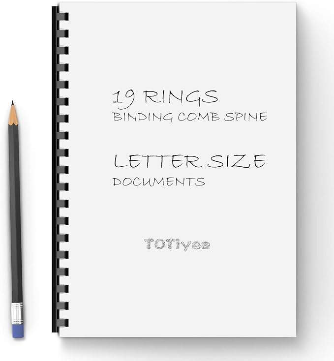 TOTiyea 200 Pack Plastic Binding Comb Spines,1/2 Inch Diameter,90 Sheet Capacity,Letter Size (8.5x11 Inches) Black Color Binding Comb Spines