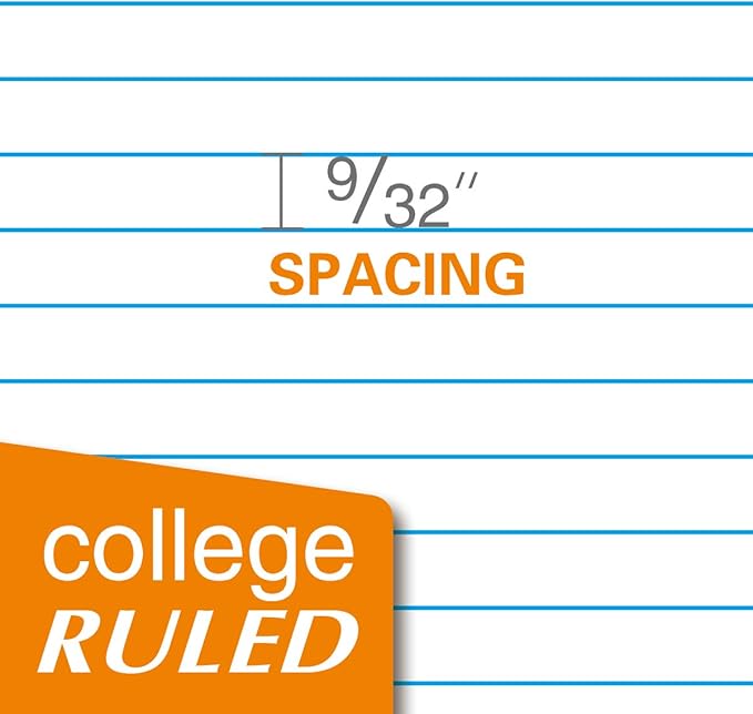 Kaisa Filler Paper Notebook Paper, College Ruled 8"x10.5" Loose Leaf Paper for 3-Ring Binders, 150 Sheet/pack,12pack (Total 1800 Sheets)